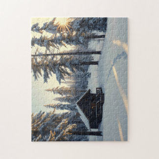 Wald im Morgengrauen, Sonnenlicht strömt Puzzle