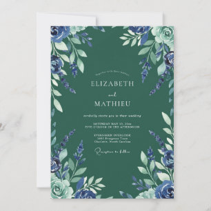 Wald Indigo Kornblumen Eukalyptus Hochzeit Einladung