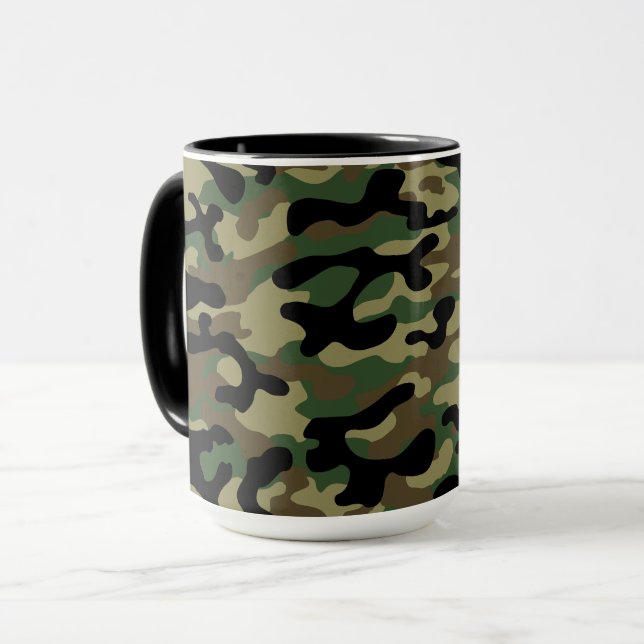 Wald-Khaki-Tarnmuster  Tasse (Vorderseite Links)
