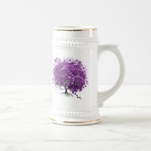 Wald-Lila-Herz-Blatt-Baum-Hochzeit Bierglas