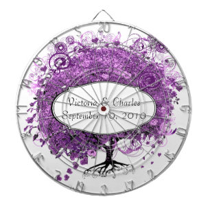 Wald-Lila-Herz-Blatt-Baum-Hochzeit Dartscheibe