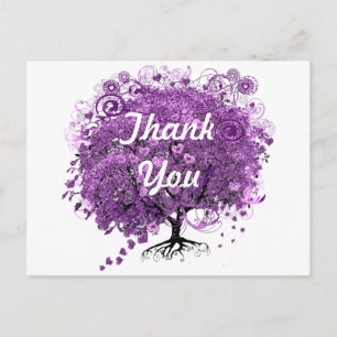 Wald-Lila-Herz-Blatt-Baum-Hochzeit Postkarte