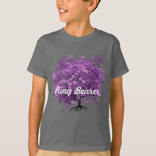 Wald-Lila-Herz-Blatt-Baum-Hochzeit T-Shirt