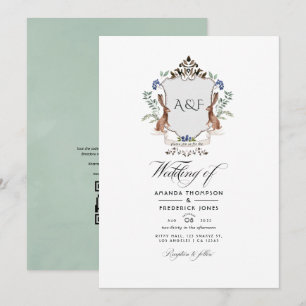 Wald-Lorbeer-Wappen QR-Code RSVP Hochzeit Einladung
