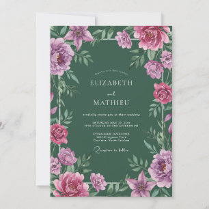 Wald-Magenta-Lilien-Hochzeit Einladung