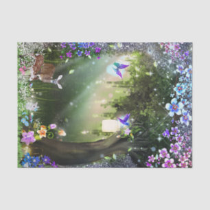 Wald Magische Blumen Waldhirsch & Hase  Seidenpapier