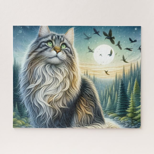 Wald Maine Coon Katze Puzzle (Horizontal)