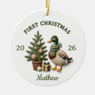 Wald-Mallard-Enten-Baby-1-Weihnachtsbaum-Schmuck Keramik Ornament