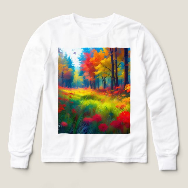 Wald mit farbenfrohen Bäumen und Blumen (Design Vorderseite)