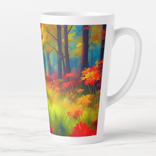 Wald mit farbenfrohen Bäumen und Blumen Milchtasse (Rechts)