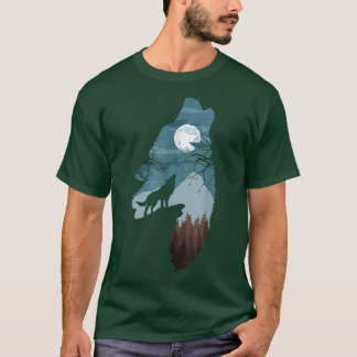 Wald mit FullMoon und Howling Wolfwolf Hund T-Shirt