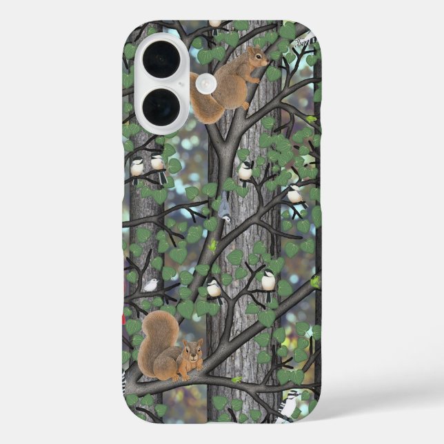Wald mit Vögeln und Eichhörnchen Case-Mate iPhone Hülle (Rückseite)