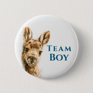 Wald-Moose-Team-Junge-Baby-Party Button