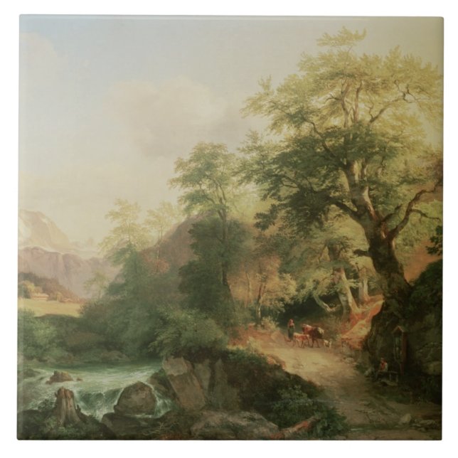 Wald nahe Wien, 1852 (Öl auf Leinwand) Fliese (Vorderseite)