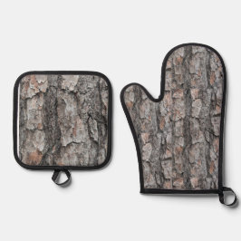 Wald-Natur-Dekor Ofenhandschuh & Topflappen-Set