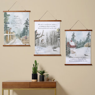 Wald Natur Szenische Wasserfarbe Optionaler Text Wandteppich Mit Holzrahmen