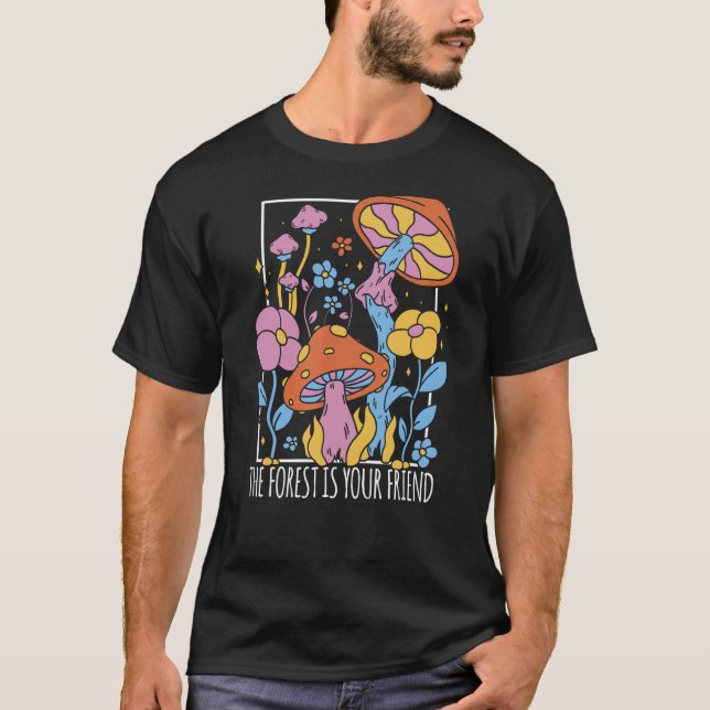 Wald Pastel Grunge Pilze T-Shirt (Vorderseite)