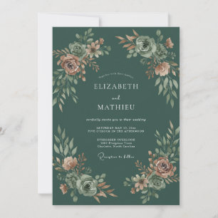 Wald-Pfirsich-Wildblumen-Hochzeit Einladung