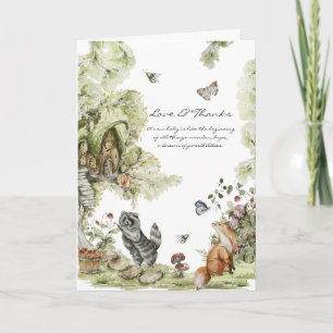 Wald Picknick   Waldtiere Baby Shower  Dankeskarte