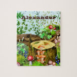 Wald-Pilze-Pflanze Name Puzzle<br><div class="desc">Dieses Puzzle,  ein Puzzle mit einem anpassbaren Namen/Text mit Aquarellbildern für die Waldpilze,  Moos und andere Pflanze,  würde als personalisiertes Geschenk für jemanden wirken,  der Pilzpflücken,  die Natur und Rätsel Lieben.</div>