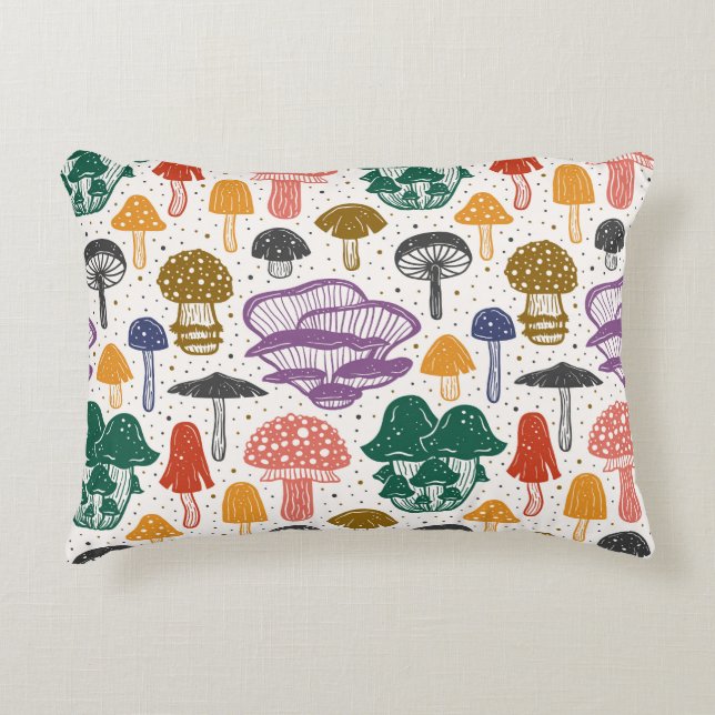 Wald Pilze Vintage Textur Dekokissen (Vorderseite)