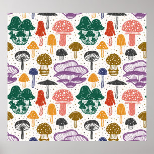 Wald Pilze Vintage Textur Poster