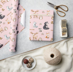 Wald-Pink-Babyshower-Geschenkverpackungspapier Geschenkpapier
