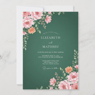 Wald Pink Ranunculus Eukalyptus Hochzeit Einladung