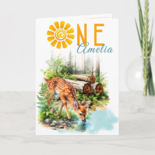 Wald Reh Waldland Erste Geburtstagskarte Karte