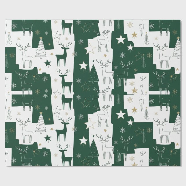 Wald-Rentierpapier Geschenkpapier (Flach)