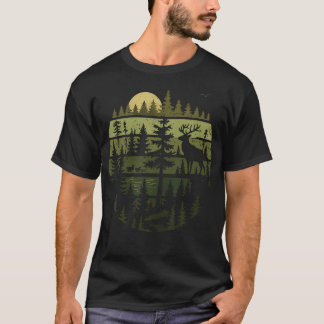 Wald Retro Natur Wildtiere Outdoor T-Shirt