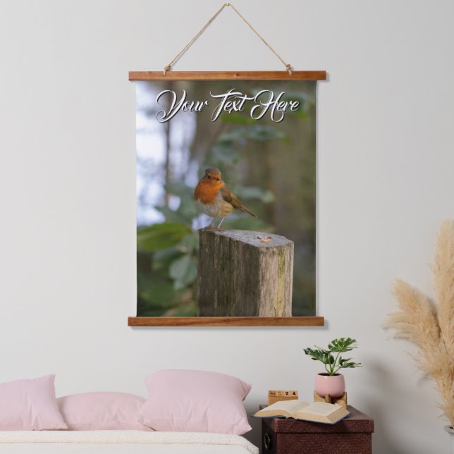Wald Robin Wood Topped Wall Tapestory Wandteppich Mit Holzrahmen (Schlafzimmer)