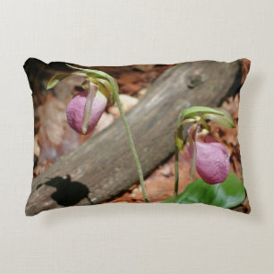 Wald-Rosa-Wilde-Frauenschuh-Orchideenblüten Dekokissen