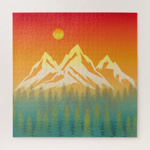 Wald Ruhige Berglandschaft Puzzle