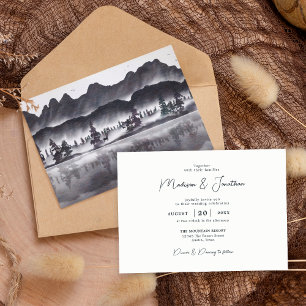 Wald Rustikal Waldig Berglandschaft Hochzeit Einladung