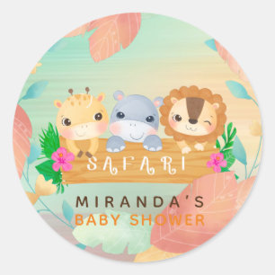 Wald-Safari-Tiere Jungen-Baby-Party Runder Aufkleber