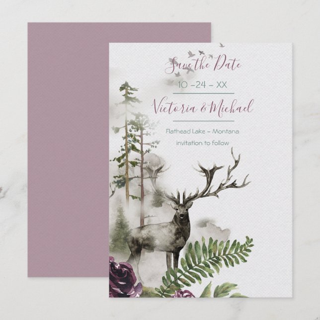 Wald Save the Date Dankeskarte (Vorne/Hinten)