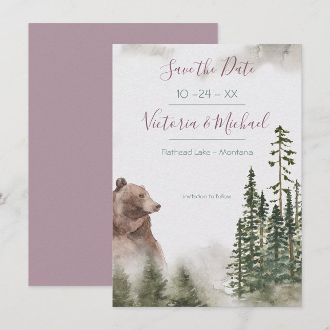 Wald Save the Date Dankeskarte (Vorne/Hinten)