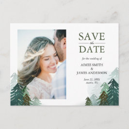 Wald Save the Date Postcard Winter Pine Trees Ankündigungspostkarte