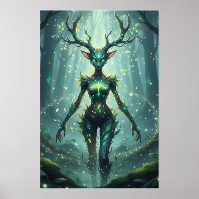 Wald-Schutzgeist-Fantasy-Art-Poster Poster (Vorne)