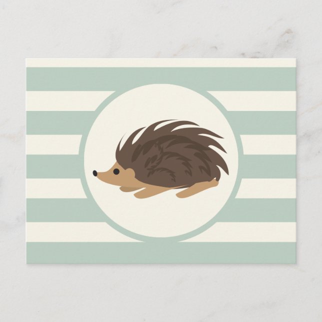 Wald-Stachelschwein, Igel; Hellgrün Postkarte (Vorderseite)