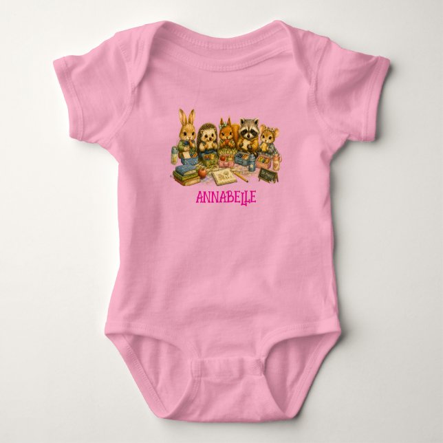Wald-Studienfreunde Picknick Baby Strampler (Vorderseite)