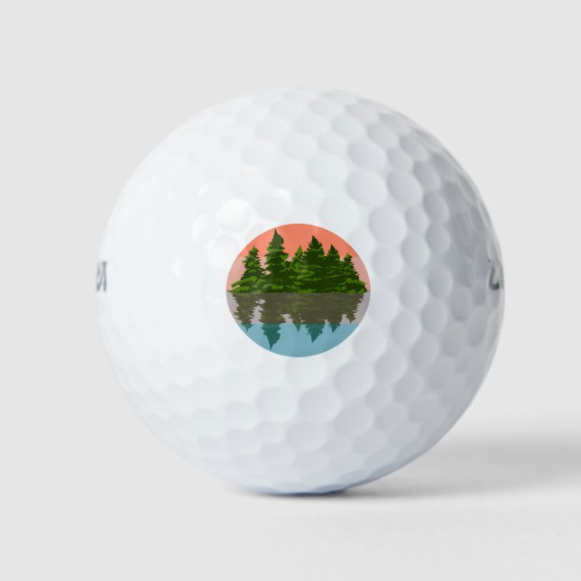 Wald Sunset Nature Pine Trees Golfball (Vorderseite)