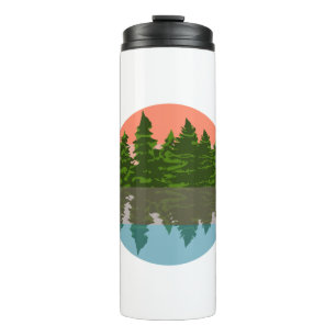 Wald Sunset Nature Pine Trees Thermosbecher