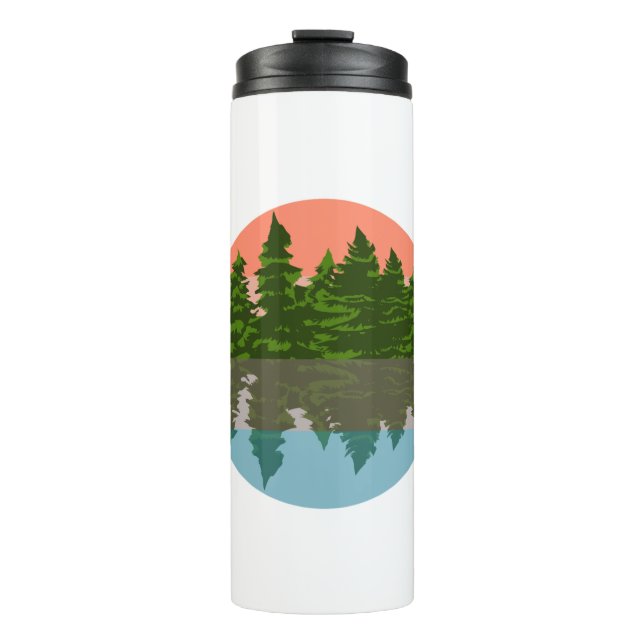 Wald Sunset Nature Pine Trees Thermosbecher (Vorderseite)