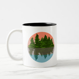 Wald Sunset Nature Pine Trees Zweifarbige Tasse