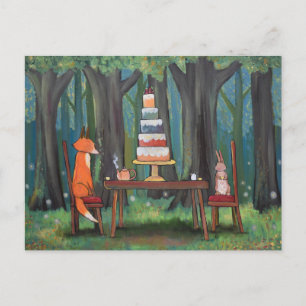 Wald-Teeparty Süße Tiere Kunst für Kinder Postkarte