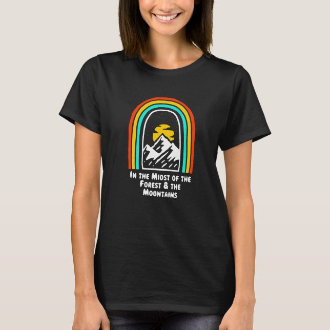 Wald & The Mountain Camping Wandern T-Shirt (Vorderseite)