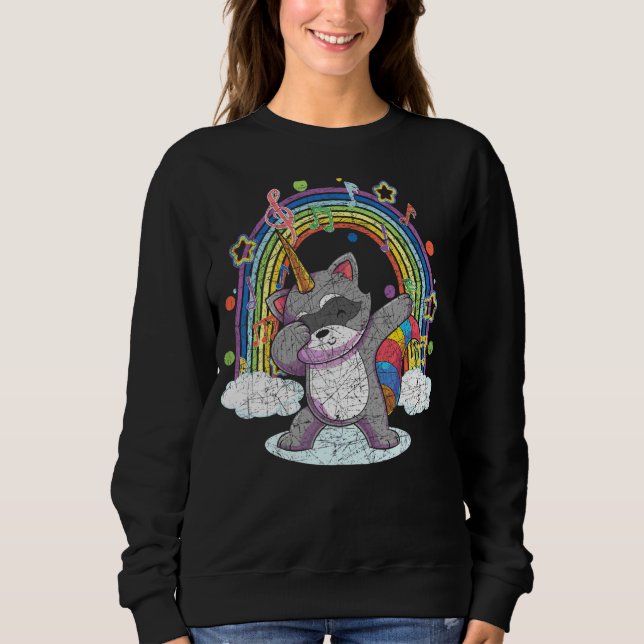 Wald Tier Rainbow Raconicorn Dabbing Raccoon Sweatshirt (Vorderseite)