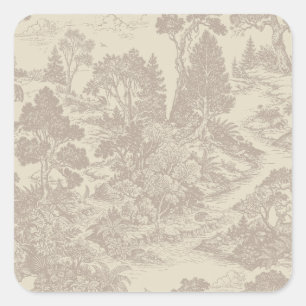 Wald-Toilette Waldtiere Vintage Botanik Quadratischer Aufkleber